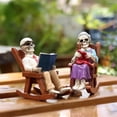 thumbnail image 3 of Skeleton Couple Figurines Rocking Chair Skull Sculpture Resin Statue, 3 of 5