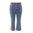thumbnail image 4 of Flare Leg Jeans for Women, Audhol Women's Flare Bell Bottom Jeans Mid-High Waisted Stretch Wide Leg Denim Pants Bootcut Jeans for Women Light Blue M, 4 of 7