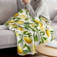thumbnail image 3 of Lemon Yellow Blanket Soft Cozy Warm Throw Blanket for Couch, Plush Fuzzy Flannel Fleece Blankets for Sofa, Country Watercolor Floral Leaf Green White Bed Blankets Lightweight Gifts for Women, 50"x60", 3 of 9