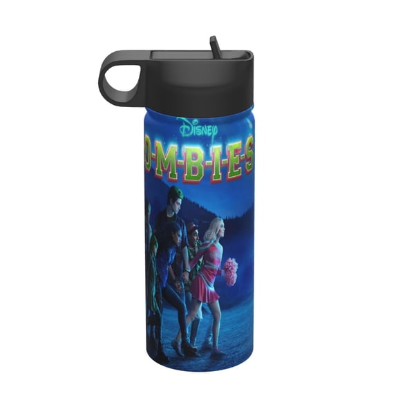 zombies Kids Insulated Water Bottle With Straw - 18 Oz Stainless Steel Double Wall Vacuum Cup, Leakproof, Bpa Free, Suitable For Boys And Girls