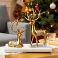 thumbnail image 6 of Christmas Elk Tabletop Decoration Set of 2 Resin Reindeer Statue Decor for Home Living Room Bookshelf Office, Perfect Festive Gifts (Gold), 6 of 8