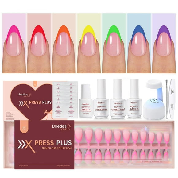 Kit de Uñas Beetles X Press Gel con 7 Colores y Luz UV para Mujeres