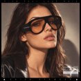 thumbnail image 4 of SA106 Oversized Retro Racer Thick Frame Aviator Sunglasses / Black - Beige, 4 of 7