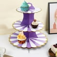 thumbnail image 2 of Three Tier Paper Foil Cake Stand Petal Purple Party Celebration Dessert Display 11.93 Inch, 2 of 6