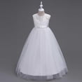 thumbnail image 5 of ATOGUTA Wedding Dresses for Girls Guest White Sleeveless Tulle Long Formal Wedding Pageant Party Fancy Princess Ball Gown Dresses 5T-15, 5 of 6