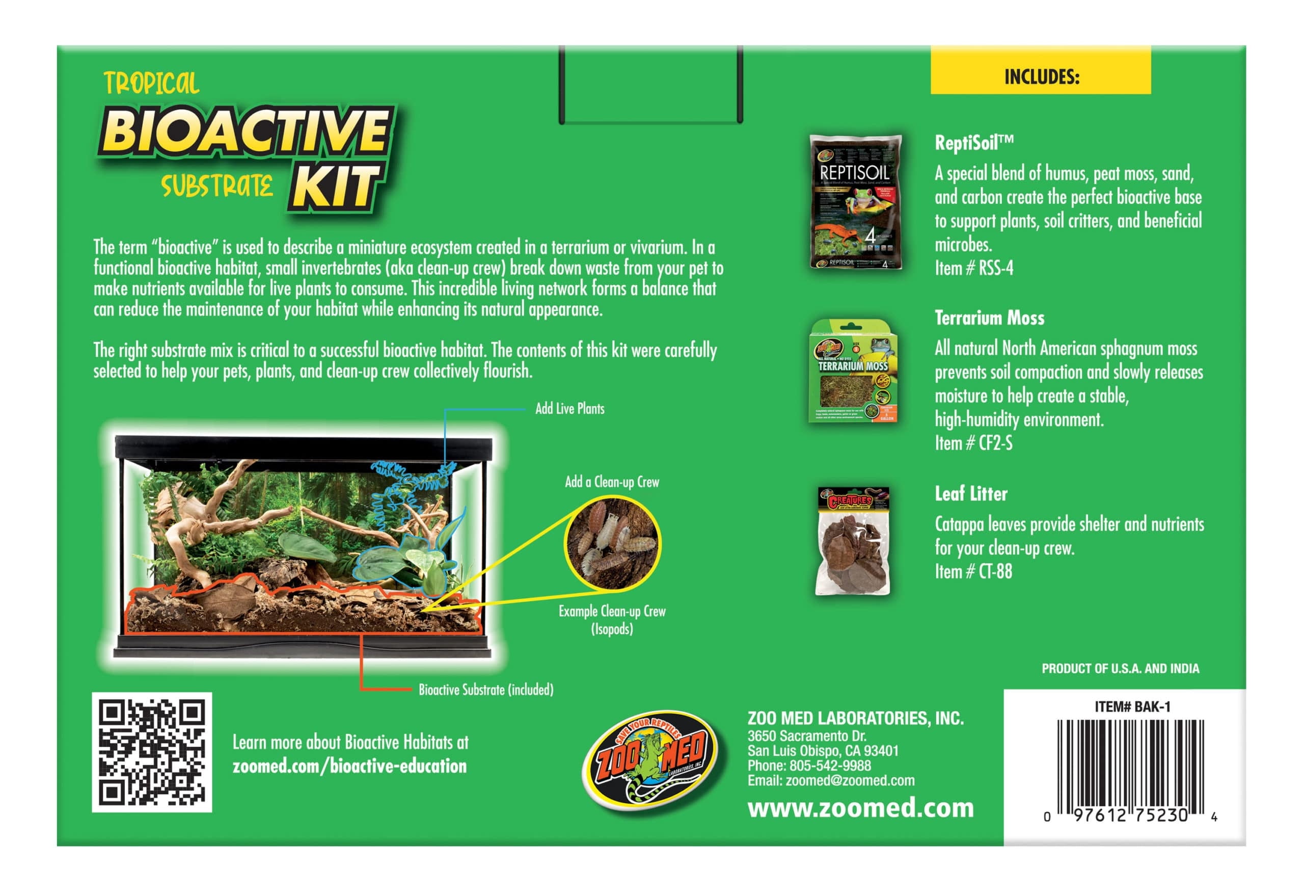 Zoo Med Tropical Bioactive Substrate Kit [Reptile Bark, Soil and Moss, Reptile Supplies] 1 count