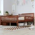 thumbnail image 4 of Euroco Wood Full Size Platform Bed with Guardrails and Drawers for Kids Teens Toddlers, Walnut, 4 of 15