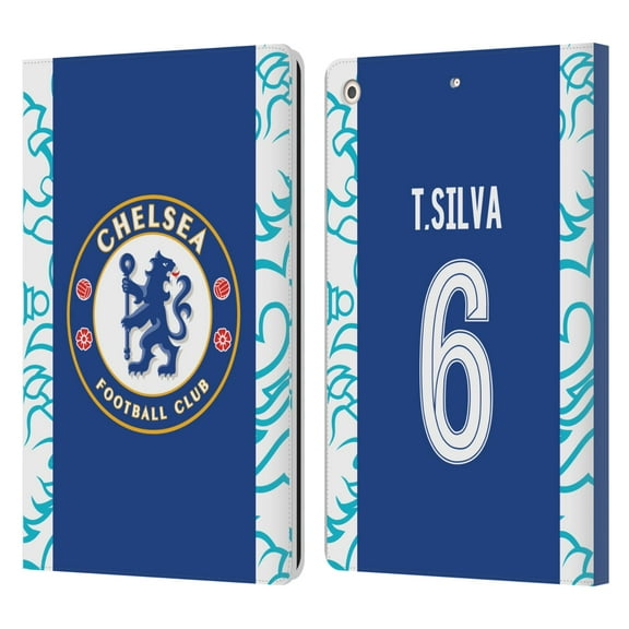 Head Case Designs Officially Licensed Chelsea Football Club 2022/23 Players Home Kit Thiago Silva Leather Book Wallet Case Compatible with Apple iPad 10.2 2019/2020/2021