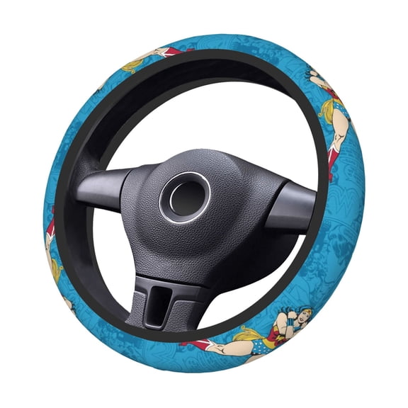 Won-Der Wo-Man Steering Wheel Cover Elastic Stretch Breathable Vehicle Steering Wheel Protector Car Interior Accessories