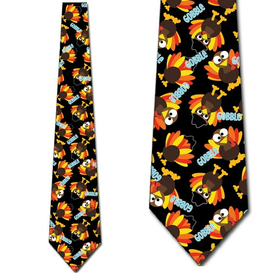 Thanksgiving Ties Turkey Neckties Mens Gobble Tie