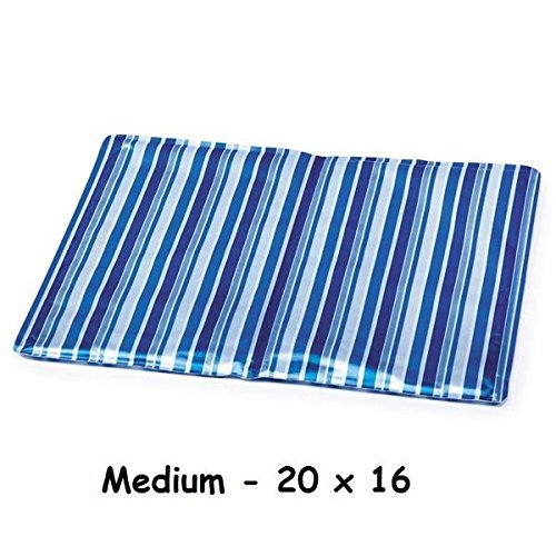 Blue Striped Dog Cooling Bed Mats Choose Size Or Bulk Pack Of 3 Sizes