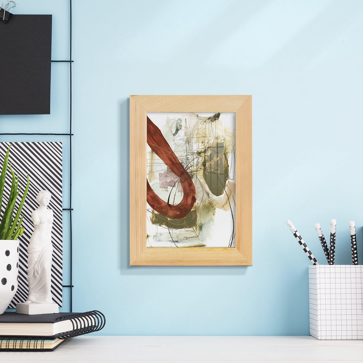 Rusted Loops I - Framed Print w/glass - Natural Wood
