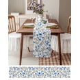 thumbnail image 6 of Table Runner Dresser Scarf 13 x 120 Inch Spring Watercolor Blue and Yellow Flower Eucalyptus Leaf Table Runners Non-Slip Heat Kitchen Dining Table Decor for Indoor Outdoor Home Party Decoration, 6 of 7