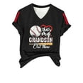 thumbnail image 4 of Black Womens Blouses Women's Baseball Season Solid Color Sports Top V Neck Loose Short Sleeved Shirt Ladies Tops and Blouses, 4 of 6