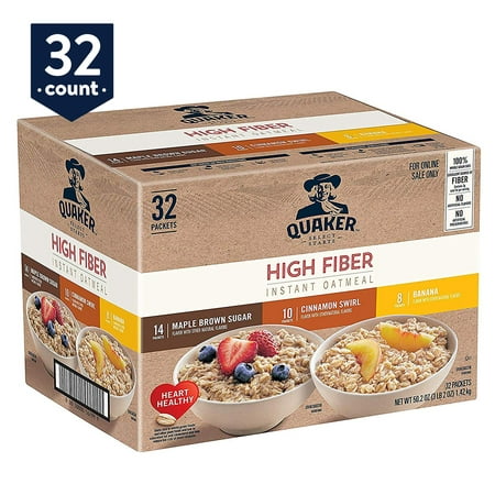 Quaker Quaker Instant Oatmeal, High Fiber Variety Pack, 32
