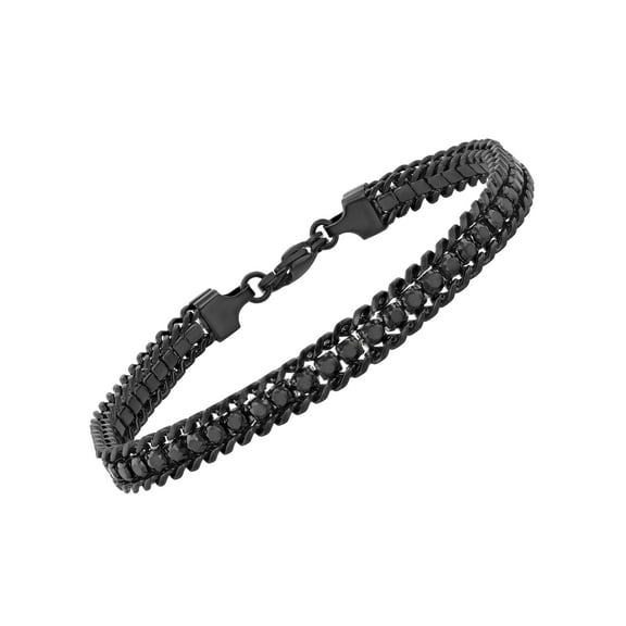 Men's Stainless Steel Black Finish Black Cubic Zirconia Bracelet - Believe by Brilliance