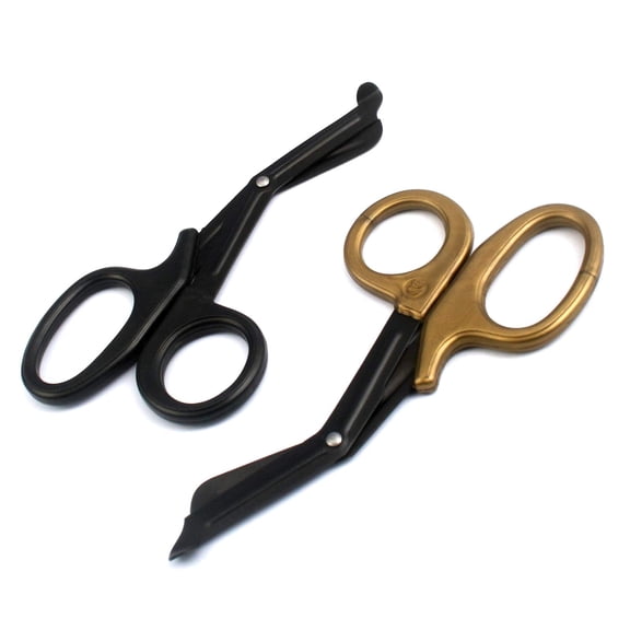 OdontoMed2011 EMT 7.25" Trauma Shears - Stainless Steel Bandage Scissors Fluoride Coated for Nursing Purposes-Sharp 2-pack Scissor Perfect for EMS, Doctors, Nurses, Cutting (Black   Gold) Emt- ODM
