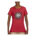 thumbnail image 2 of Wild Bobby Radiating Sun Puff Print Fashion Womens Graphic Tee, Red, X-Large, 2 of 6