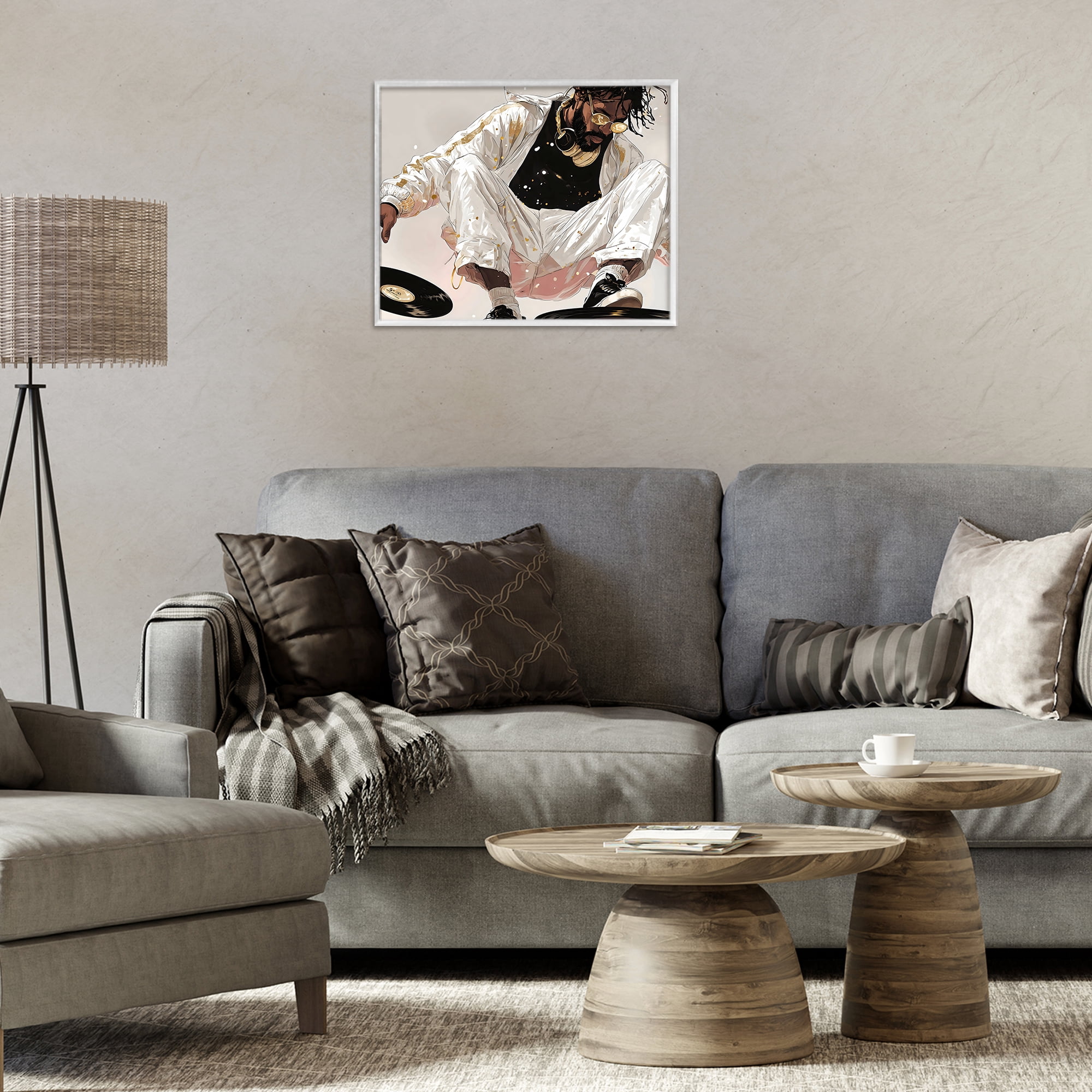Stupell Industries Record Dance Stylish DJ White Framed Giclee Art, design by Franklyn Gregory