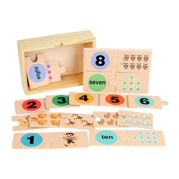 Número de tarjetas de rompecabezas, juguetes de conteo, juguete educativo, juegos de matemáticas de juegos a juego para niños, manipulaciones de matem