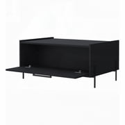 Glendale Coffee Table with Flip-Down Door in Melamine, Stylish Black with Storage Space