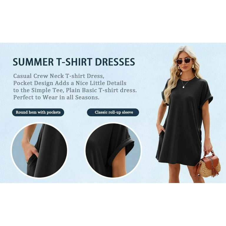 TEMOFON Womens T Shirt Dresses Summer Short Sleeve Loose
