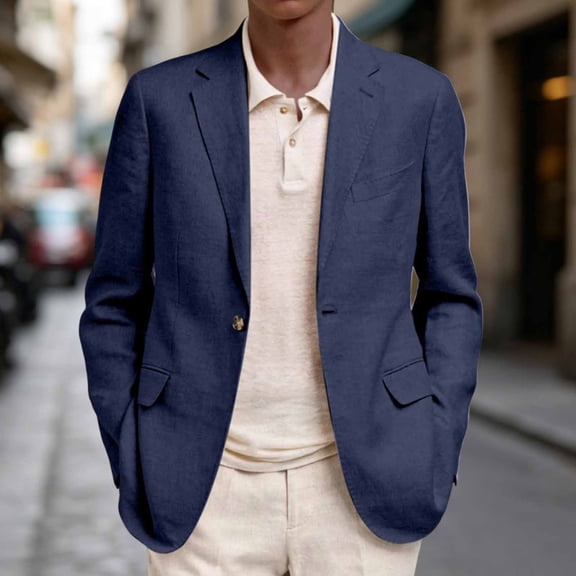 Mifsaly Mens Blazers and Sport Coats Lightweight Long Sleeve Business Casual Dress Jacket Regular Fit Wedding Party office Workwear Navy,XXL