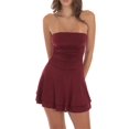 thumbnail image 1 of SUNSIOM Women's Ruched Mini Dress Summer Strapless Solid Color Tube Top Dress Short Layered Dress, 1 of 4
