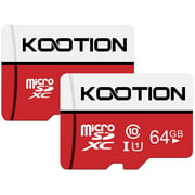 KOOTON 64GB Micro SD Card 2 Pack Micro SDXC UHS-I High Speed up to 80MB/s TF Card 64GB Carte Mémoire Classe 10, U1