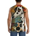 thumbnail image 4 of Lsque Abstract Dalmatian Art Print Men's Cotton Blend Sleeveless Muscle Shirts (S-3XL)- Moisture Wicking, Odor Protection, UPF 30+,3X-Large, 4 of 8