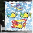 thumbnail image 4 of Ambesonne Cartoon Shower Curtain, Airplanes Sky, 69"Wx84"L, Multicolor, 4 of 5