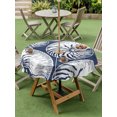 thumbnail image 4 of Outdoor Tablecloth with Umbrella Hole for Patio/Picnic/Party/Camping, Coastal Shell Navy Blue Waterproof Table Cloth Round Cover Washable, Summer Ocean Shell Beach (Dia 54"), 4 of 9