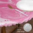 thumbnail image 3 of Pink Marble Round Tablecloth, Fitted Table Cover with Elastic for 36"-44" Round Tables, Modern Ombre Abstract Fluid Aesthetic Art Table Cloth Outdoor Indoor Dinning Party Waterproof Tablecloths, 3 of 7