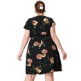thumbnail image 4 of Vestido de talgrande pamujer con cuello en V y cinturón de verano vestidos florales Negro 1X, 4 of 6