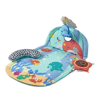 Infantino Three Stage Above & Beyond Tummy Time and Baby Activity Mat, 0-9 Months, Blue Sea Life