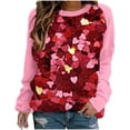 thumbnail image 1 of VALMASS Chandails en Molleton Col Rond pour Femmes Saint-Valentin Imprimé Floral Manches Longues Mode Décontractée Blouses Sans Capuche (S, Rose-G), 1 of 3