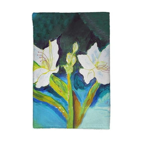Betsydrake KT1139 16 x 25 in. White Lilies Kitchen Towel
