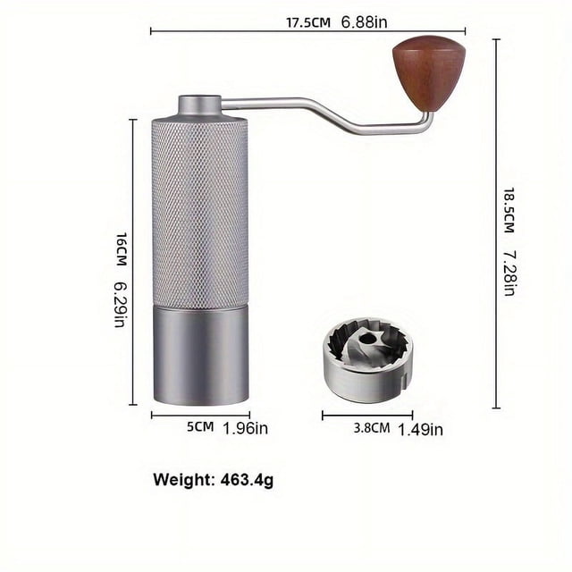 MesaSe 1 Pce Moulin à Café Manuel Argenté - Moulin à Main à Meule Conique en Acier Inoxydable avec Réglages Numériques Réglables pour Accessoires de Cuisine à Café - Outil Moulin à Grains avec Contro Précis
