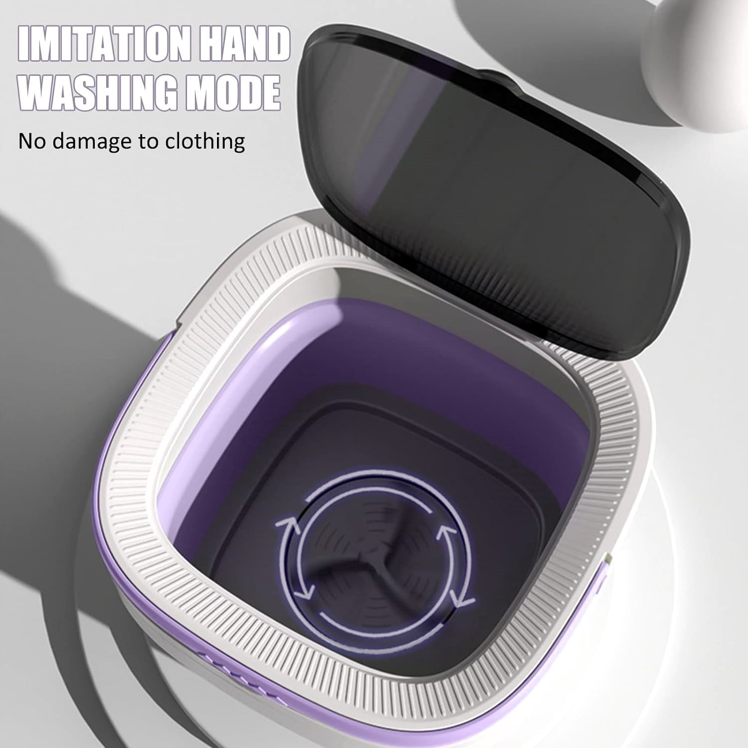 12L mini portable washing machine with foldable design and 3 cleaning modes