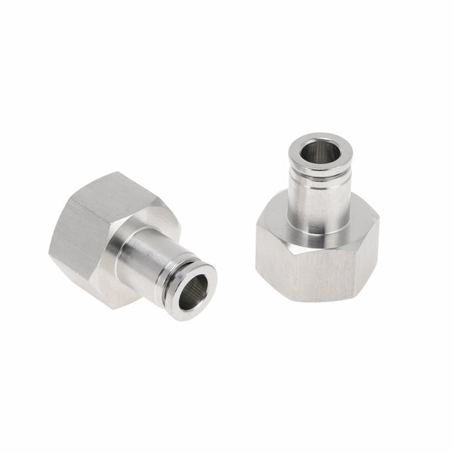 Conectores de aire de 5/16" hembra para manguera, 2 piezas, acero inoxidable 304, conector rápido BSPT de 1/2", tono plateado