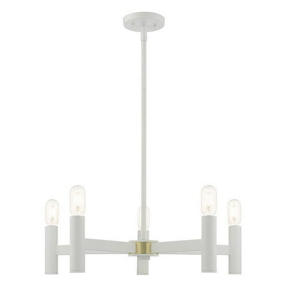 Modern Farmhouse Five Light Chandelier-White Finish Bailey Street Home 218-Bel-2970762