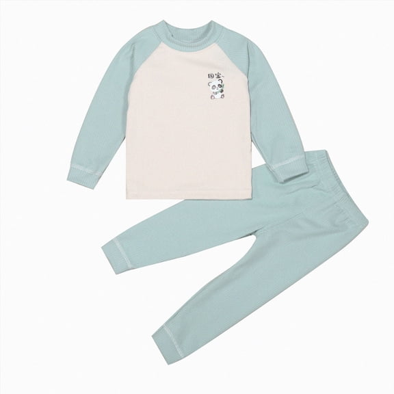 WUANDIXFA Baby Boys Pajamas Set Girls Pajama Set Long Sleeve Pants Sleepwear Outfits Cute Print Toddler Kids Loungewear Pajama for Boys,Green,4-5 Years