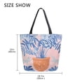 thumbnail image 5 of FORMRS Womens Canvas Tote Bag with Zipper Inner Pocket Shoulder Handbag, Pink Leaves, 5 of 7