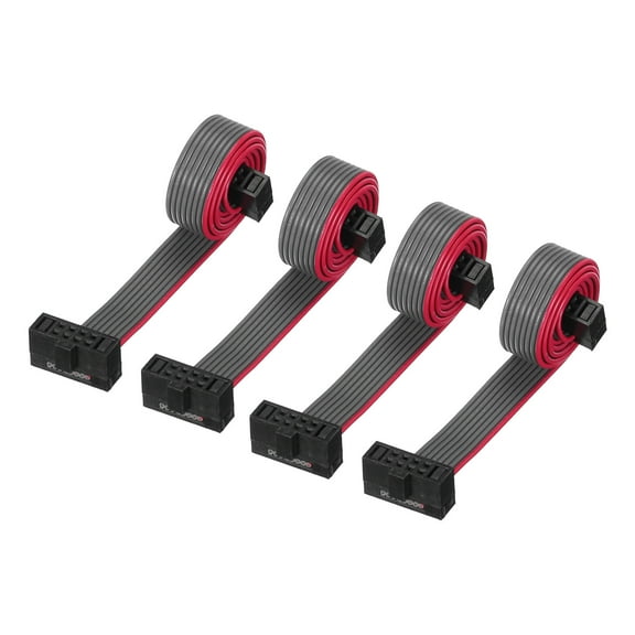 IDC 8Pin Flat Ribbon Cable, 1.27mm Pitch FC to FC Connector 20cm Length Grey Jumper Wire Computer DVD, 4Pcs