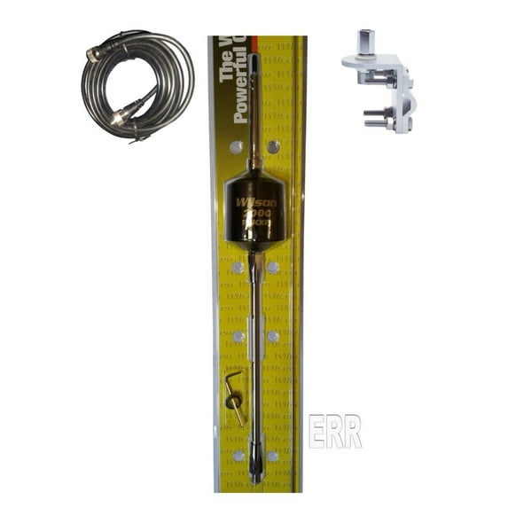 WILSON 2000 305 495 CB RADIO ANTENNA 10" SHAFT BLACK,DS 18FT COAX,BRKT,STUD