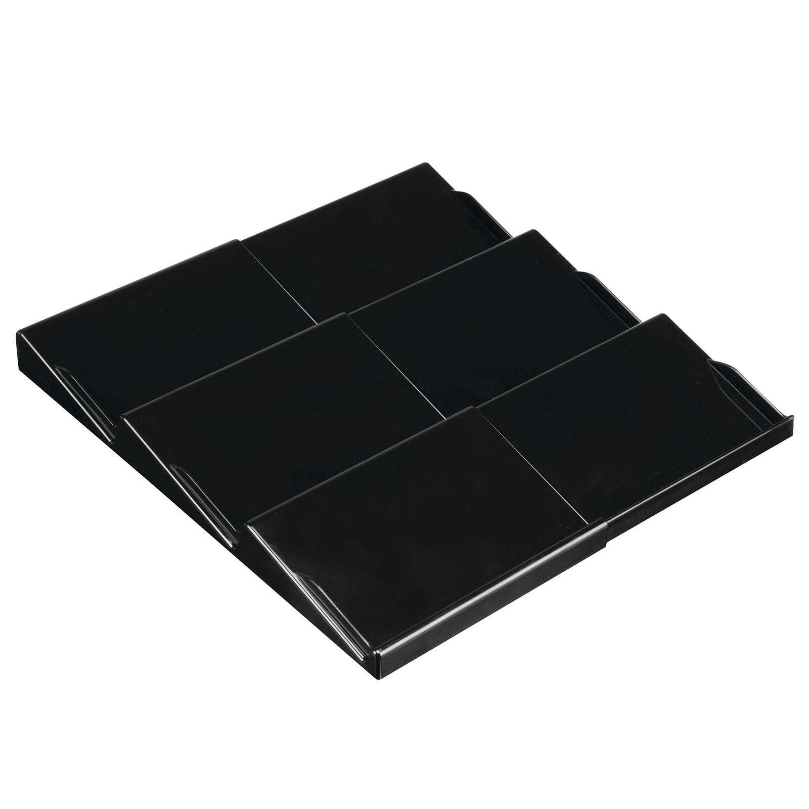 mDesign Expandable Plastic Spice Rack Kitchen Drawer Organizer - 3 Tiers - Black