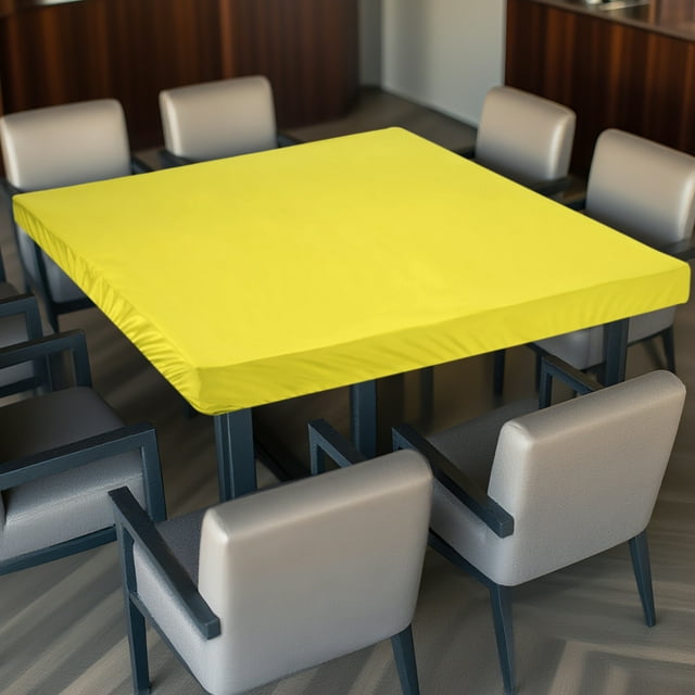 2Pack Picnic Table Cloth, 34"x34" Square Elastic Fitted Tablecloths, Yellow