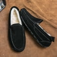 thumbnail image 4 of Winter Men's Casual Loafers Slip On Outdoor Fuzzy Furry Loafers Leather Warm Comfortable Shoes Male Driving Shoes Moccasins Classic Penny Loafer Flats Boat Shoes, 4 of 14