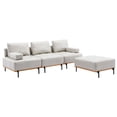 thumbnail image 2 of L-Shape Sectional Sofa 3-Seater Couches with a Removable Ottoman, Comfortable Fabric - Beige, 2 of 6