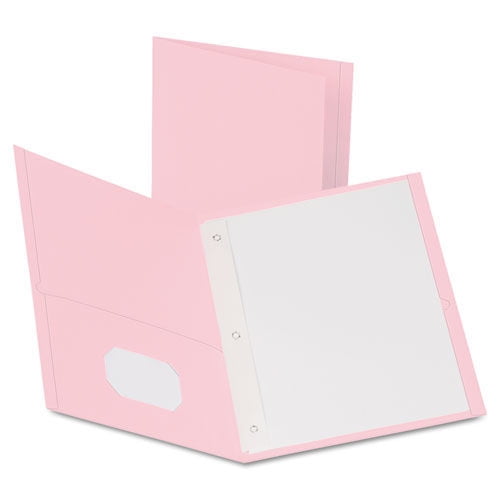 Oxford 57768EE Twin-Pocket Folders With 3 Fasteners, Letter, 1/2' Capacity, Pink,25/box